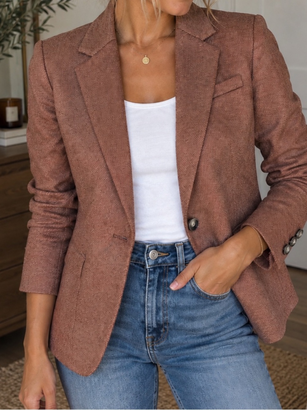 The Limited Rust Tweed One Button Blazer Size M | Collegiate Prep